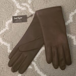 Lord & Taylor leather cashmere lined gloves
